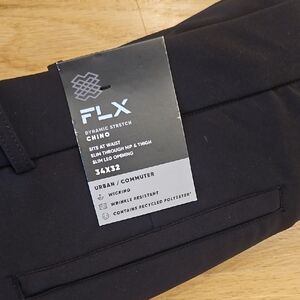 FLX Men's Black Dynamic Stretch Chino Pants